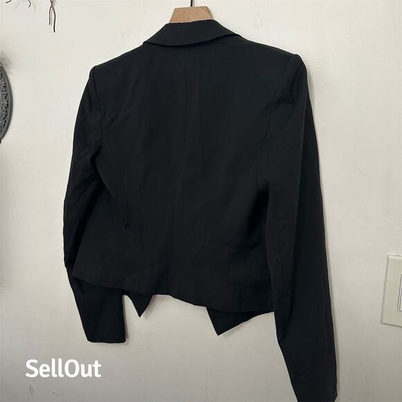 Theory Women's Cropped Blazer Black Size 2 Tailored Notch Lapel - Picture 3 of 5